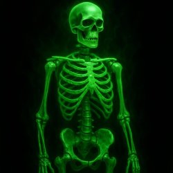 a green glowing skeleton Meme Template