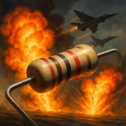 Resistor with explosions and jets in the background Meme Template