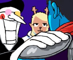 hand on shoulder meme, but with Kris noelle and spamton deltarun Meme Template