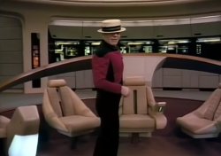 Picard With Straw Hat Dancing On The Bridge Meme Template