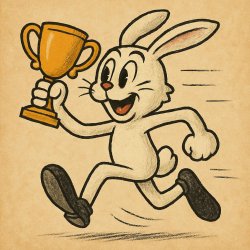 i want an animated running rabbit with two legs while holding a Meme Template