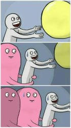 Running away balloon (3 tiles) Meme Template