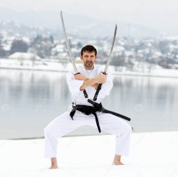 GUY WITH 2 SWORDS Meme Template