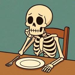 skeleton sitting at a dinner table with no food Meme Template