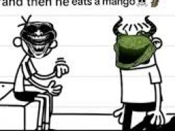 and then he eats a mango Meme Template