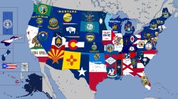 The 50 states of America (with overseas territories) Meme Template