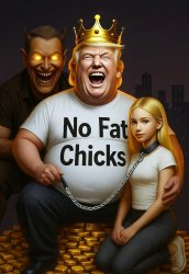 Donald Trump Satan laughing pile of gold girl on leash Meme Template
