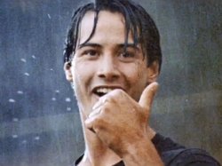 Keanu Reeves thumbs up in the rain Meme Template