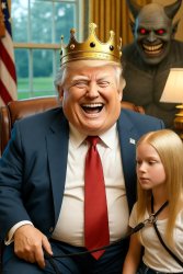 Donald Trump Satan laughing toy soldiers girl on leash Meme Template