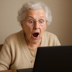 mémé devant son PC suprise Meme Template