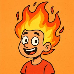 person with fire for hair Meme Template