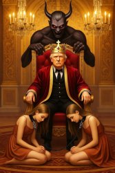 donald Trump Satan  Demon Evil little girl crying leash Meme Template