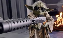 Yoda with a gun Meme Template