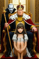 King Donald Trump Stephen Miller Vampire girl leash Meme Template