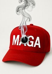 Smoking bullet hole MAGA hat Meme Template