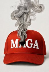 Smoking bullet hole MAGA hat Meme Template