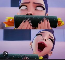 Rumi sniffing food Meme Template