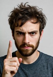 Angry militant atheist finger-pointing in air Meme Template