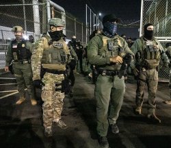 ICE thugs masks and regular police MAGA 1/6 militia pardon Meme Template