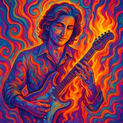 handsome man holding an electric guitar that's burning Meme Template