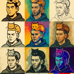 Eminem with a cat laying on his head Meme Template