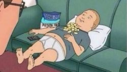 Bobby Hill eating chips couch Meme Template