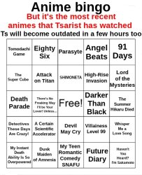 Random ahh anime bingo Meme Template