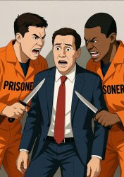 Prisoners menacing a Republican man knives Meme Template