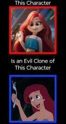 evil ariel is an evil clone of ariel Meme Template