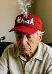 Old Man MAGA   asleep wheelchair hole in hat Meme Template