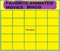 Favorite animated movies bingo Meme Template