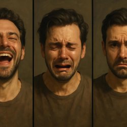 man laughing then crying then frowning Meme Template
