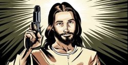Jesus With A Gun Meme Template