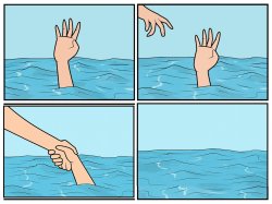 Drowning hand (rescue version) Meme Template