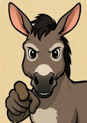 Angry Donkey Pointing at Viewer Meme Template