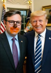 Brown-nosed Speaker Mike Johnson with President Donald Trump Meme Template