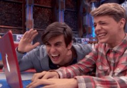 Two guys laughing at computor Meme Template