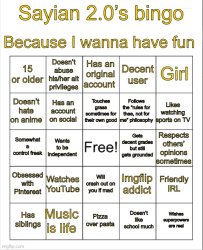 Sayian 2.0’s Bingo Meme Template