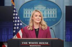 Karoline Leavitt White House Press Secretary Crucifix Meme Template