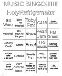 HolyRefrigemator music bingo Meme Template