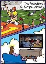 Jesus watches Star Trek, not football Meme Template