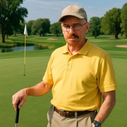 walter white from breaking bad at a golf course Meme Template