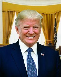 Donald Trump 2017 Offical Picture in Oval Office Meme Template