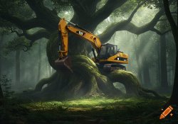 excavator in a tree Meme Template