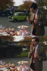 Mr bean eating cupcake Meme Template