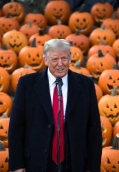 Donald Trump addressing his Pumpkin heads Meme Template