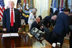 Trump Trendelenburg Oval Office Meme Template