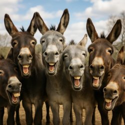 A herd of donkeys laughing at the camera Meme Template