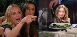 Sydney Sweeny and Shouting woman Meme Template