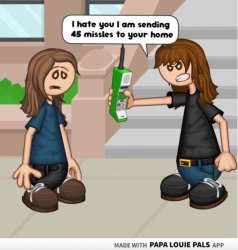 I hate you I am sending 45 missiles to your home Meme Template